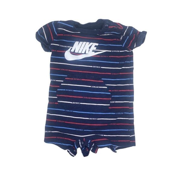 Nike Stars & Stripes "Just Do It" Baby Romper Size 6 Months NAVY BLUE - Picture 1 of 5